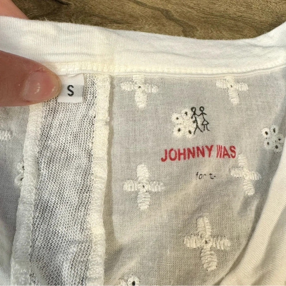 Johnny Was For T Linen Asymmetrical Tunic Embroidered Top Shirt womens small - Picture 8 of 9